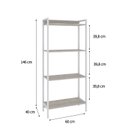 Ver imagem 4 de Estante de Livros Industrial 60CMX146CM Multiuso 4 Prateleiras Active Yescasa Branco/Snow