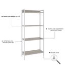 Ver imagem 5 de Estante de Livros Industrial 60CMX146CM Multiuso 4 Prateleiras Active Yescasa Branco/Snow