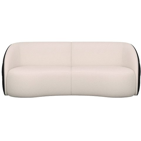 Sofá Curvo 318cm Bipartido Hermon Boucle Off White / Courino Preto- Sallar Home