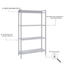 Ver imagem 5 de Estante para Livros Industrial Aço Multiuso 4 Prateleiras 146cmx80cm Active Yescasa