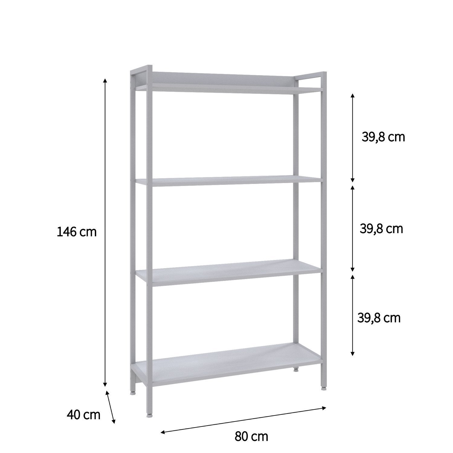 Estante para Livros Industrial Aço Multiuso 4 Prateleiras 146cmx80cm Active Yescasa - 4