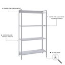 Ver imagem 5 de Estante de Livros Industrial 80CMX146CM Multiuso 4 Prateleiras Active Yescasa Branco/Chess
