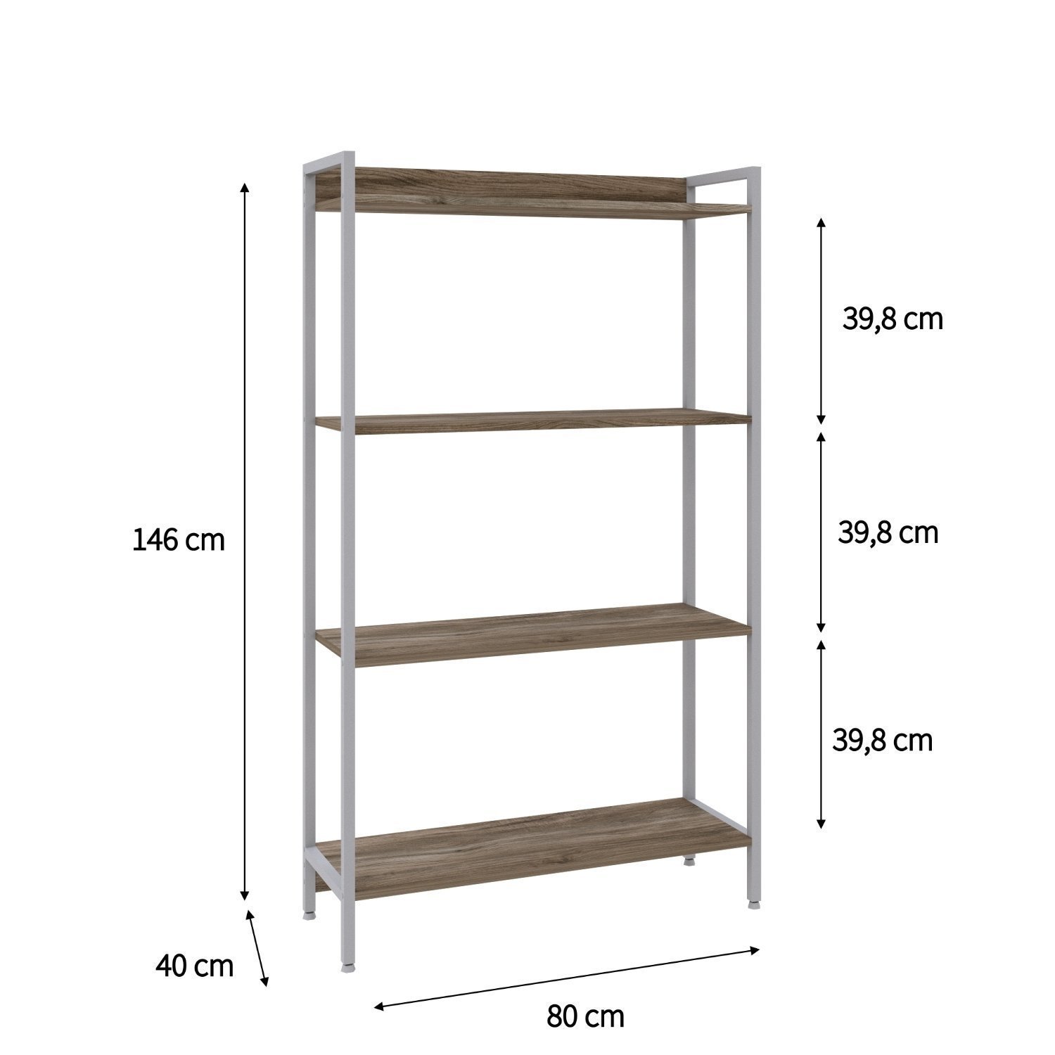 Estante para Livros Industrial Aço Multiuso 4 Prateleiras 146cmx80cm Active Yescasa - 4