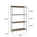 Ver imagem 4 de Estante para Livros Industrial Aço Multiuso 4 Prateleiras 146cmx80cm Active Yescasa