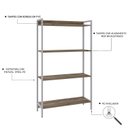 Ver imagem 5 de Estante de Livros Industrial 80CMX146CM Multiuso 4 Prateleiras Active Yescasa Marrom