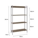 Ver imagem 4 de Estante de Livros Industrial 80CMX146CM Multiuso 4 Prateleiras Active Yescasa Marrom