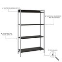 Ver imagem 5 de Estante de Livros Industrial 80CMX146CM Multiuso 4 Prateleiras Active Yescasa Marrom