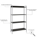 Ver imagem 5 de Estante para Livros Industrial Aço Multiuso 4 Prateleiras 146cmx80cm Active Yescasa