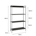 Ver imagem 4 de Estante para Livros Industrial Aço Multiuso 4 Prateleiras 146cmx80cm Active Yescasa