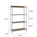 Ver imagem 4 de Estante de Livros Industrial 80CMX146CM Multiuso 4 Prateleiras Active Yescasa Marrom