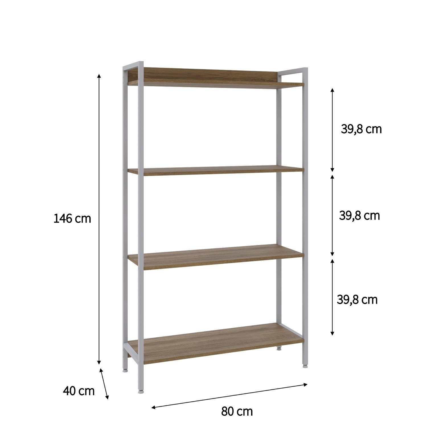 Estante para Livros Industrial Aço Multiuso 4 Prateleiras 146cmx80cm Active Yescasa - 4