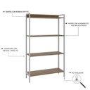 Ver imagem 5 de Estante de Livros Industrial 80CMX146CM Multiuso 4 Prateleiras Active Yescasa Marrom