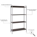 Ver imagem 5 de Estante para Livros Industrial Aço Multiuso 4 Prateleiras 146cmx80cm Active Yescasa