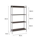 Ver imagem 4 de Estante de Livros Industrial 80CMX146CM Multiuso 4 Prateleiras Active Yescasa Marrom
