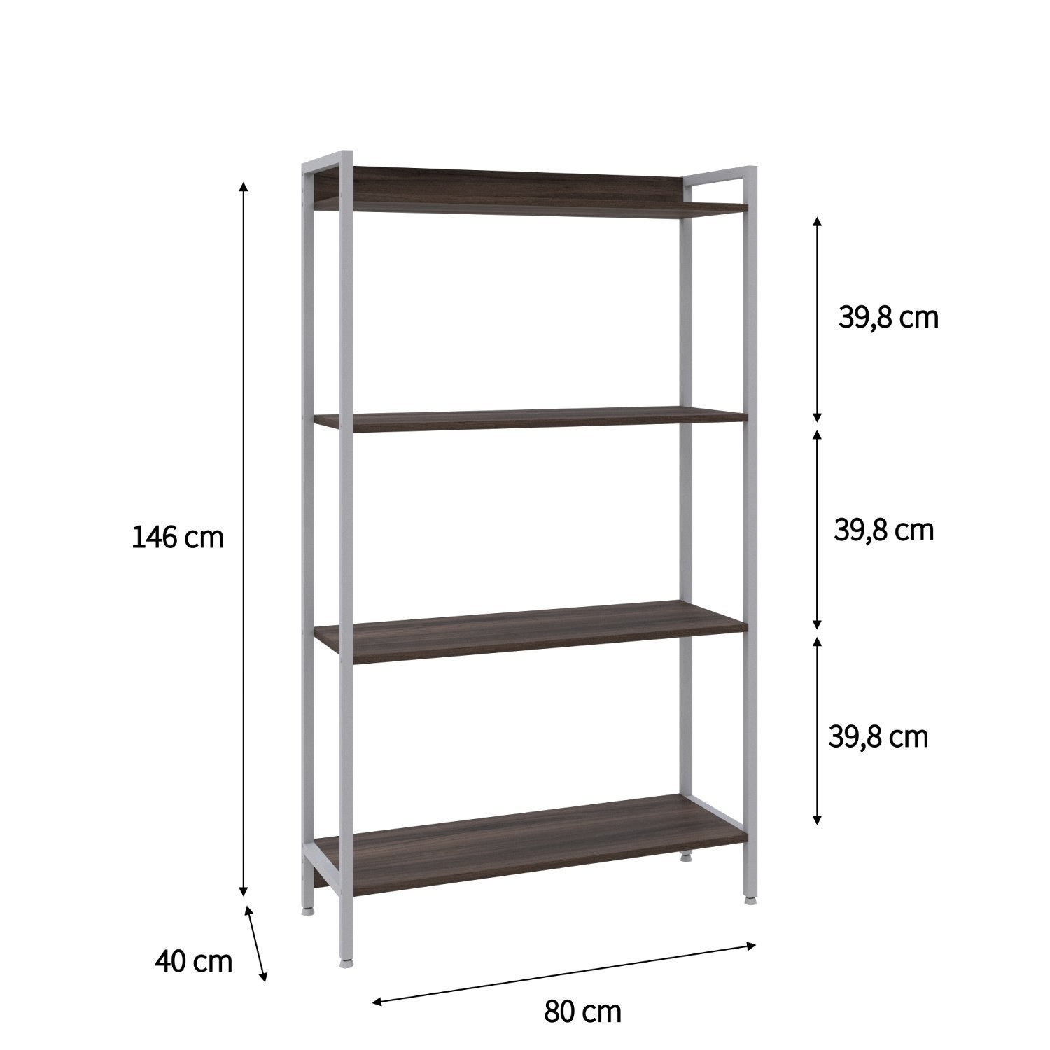 Estante para Livros Industrial Aço Multiuso 4 Prateleiras 146cmx80cm Active Yescasa - 4