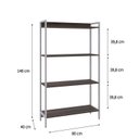 Ver imagem 4 de Estante para Livros Industrial Aço Multiuso 4 Prateleiras 146cmx80cm Active Yescasa
