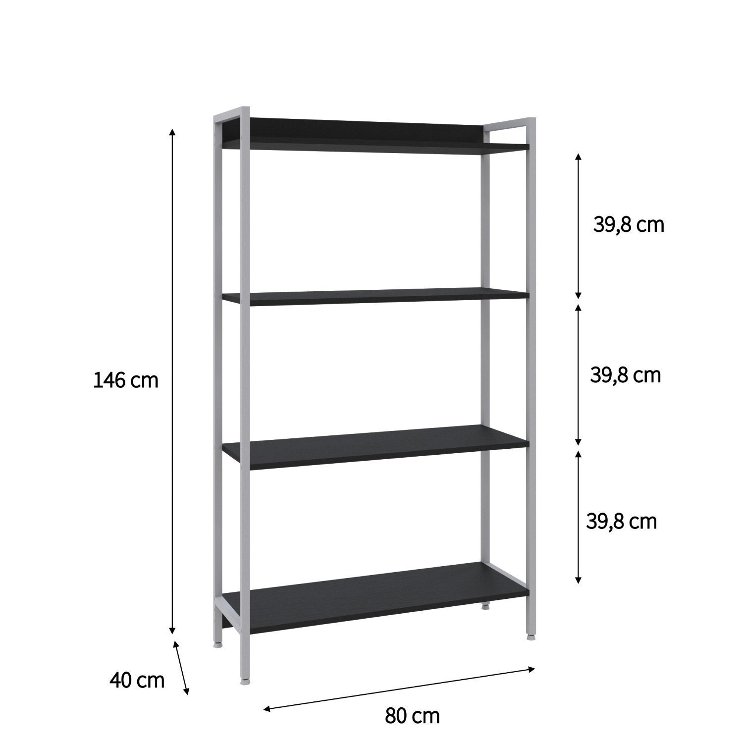 Estante para Livros Industrial Aço Multiuso 4 Prateleiras 146cmx80cm Active Yescasa - 4