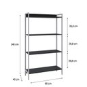 Ver imagem 4 de Estante para Livros Industrial Aço Multiuso 4 Prateleiras 146cmx80cm Active Yescasa