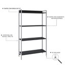 Ver imagem 5 de Estante para Livros Industrial Aço Multiuso 4 Prateleiras 146cmx80cm Active Yescasa