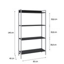 Ver imagem 4 de Estante de Livros Industrial 80CMX146CM Multiuso 4 Prateleiras Active Yescasa Preto