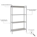 Ver imagem 5 de Estante de Livros Industrial 80CMX146CM Multiuso 4 Prateleiras Active Yescasa Branco/Snow