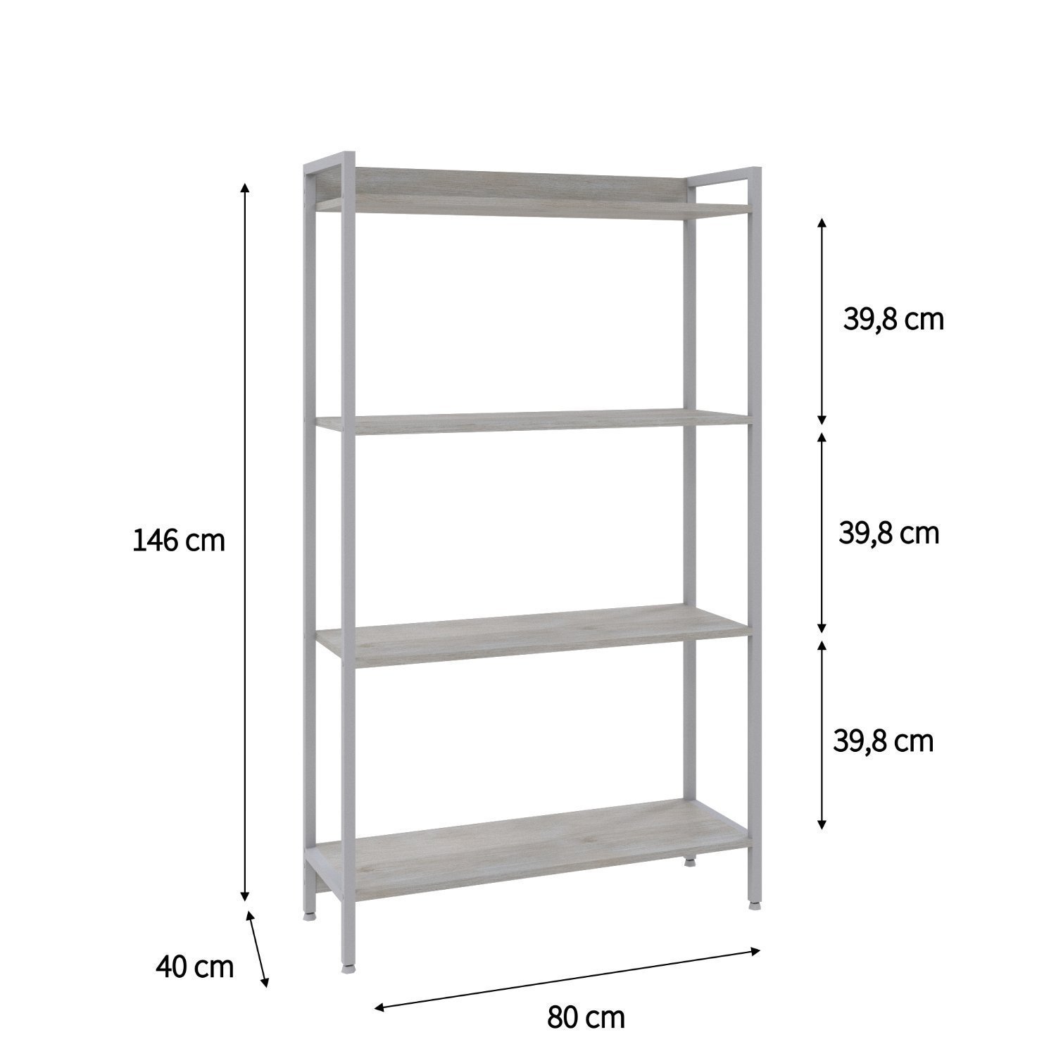 Estante para Livros Industrial Aço Multiuso 4 Prateleiras 146cmx80cm Active Yescasa - 4