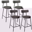 Ver imagem 1 de Kit 04 Banquetas Baixa para Cozinha Sala de Jantar Bar Bancada Milão L02 Linho Mescla Chumbo - lyam 