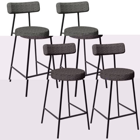 Kit 04 Banquetas Baixa para Cozinha Sala de Jantar Bar Bancada Milão L02 Linho Mescla Chumbo - lyam 