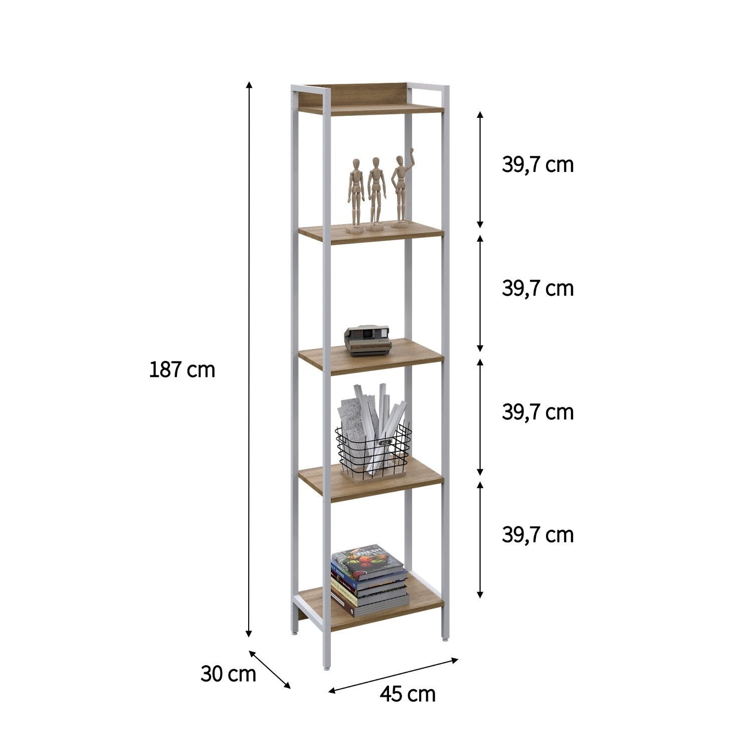 Estante para Livros Industrial Aço Multiuso 5 Prateleiras 187cmx45cm Active Yescasa - 4