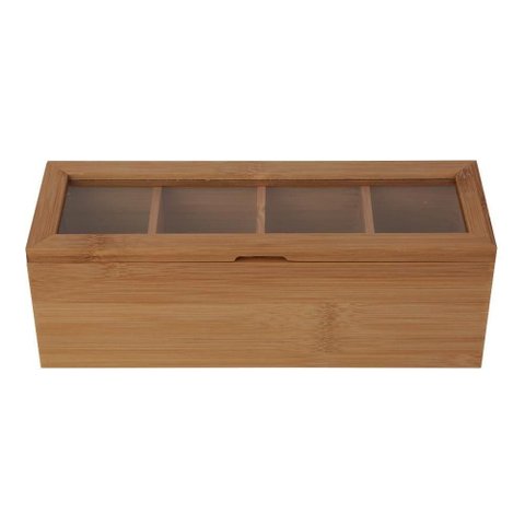 Caixa para Chá Bambu 4 Divisórias 26,5cm - A/casa