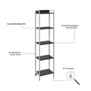 Ver imagem 5 de Estante de Livros Industrial 45CMX187CM Multiuso 5 Prateleiras Active Yescasa Preto