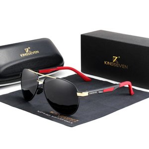 Óculos Polarizados Quadrados Lente Uv400 Kingseven Cinza Dourado