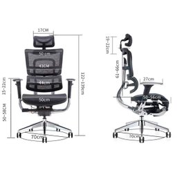 Cadeira Ergonômica Presidente Tecido Mash Estrutura Alumínio com Suporte de Pernas - Ergohaus - 3