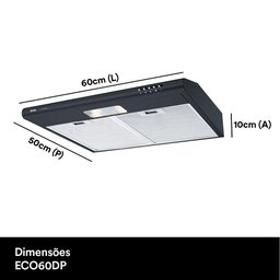 Depurador e Exaustor de Parede Eos 60cm Cheff Gourmet Slim Preto Eco60dp 220v - 5