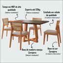 Ver imagem 2 de Mesa Jantar Isabela 1,2m Freijó Pés Cerejeira 4 Cadeiras Manuela Design Moderna - Bege Veludo