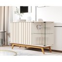 Ver imagem 6 de Buffet Aparador 3 Portas Ripado Pés em Madeira Maciça 100% MDF 136cm Açaí Off White