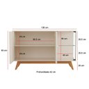 Ver imagem 5 de Buffet Aparador 3 Portas Ripado Pés em Madeira Maciça 100% MDF 136cm Açaí Off White