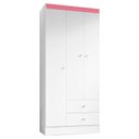 Ver imagem 3 de Guarda Roupa Solteiro Versa 3 Portas Branco Rosa Flex Fosco com Armário Multiuso Brisa Branco Fosco
