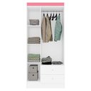 Ver imagem 6 de Guarda Roupa Solteiro Versa 3 Portas Branco Rosa Flex Fosco com Armário Multiuso Brisa Branco Fosco