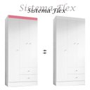 Ver imagem 4 de Guarda Roupa Solteiro Versa 3 Portas Branco Rosa Flex Fosco com Armário Multiuso Brisa Branco Fosco