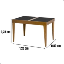 Mesa de Jantar Extensível 1.20 a 1.80 com Vidro Pés Madeira Gênova:mel/preto - 3