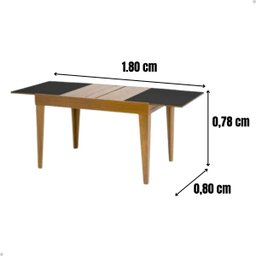 Mesa de Jantar Extensível 1.20 a 1.80 com Vidro Pés Madeira Gênova:mel/preto - 4