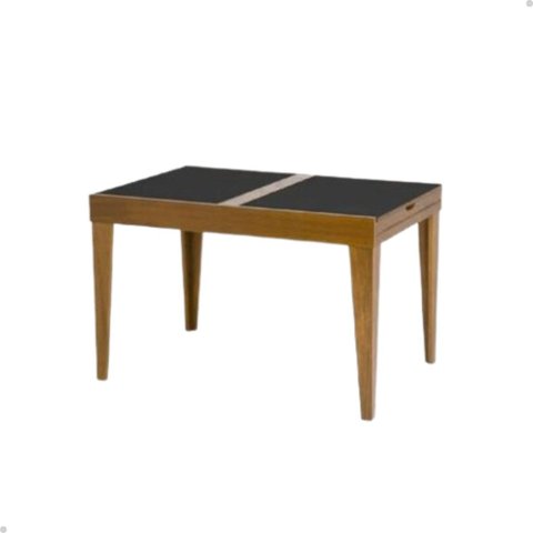 Mesa de Jantar Extensível 1.20 a 1.80 com Vidro Pés Madeira Gênova:mel/preto