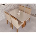 Ver imagem 2 de Sala de Jantar Louise 130cm com 4 Cadeiras Paola Wood Marrom/Cinamomo/Off White/Madeira/Nude