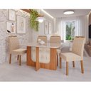Ver imagem 1 de Sala de Jantar Louise 130cm com 4 Cadeiras Paola Wood Marrom/Cinamomo/Off White/Madeira/Nude