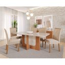 Ver imagem 1 de Sala de Jantar Louise 180cm com 06 Cadeiras Fernanda Wood Marrom/Cinamomo/Off White/Madeira/Nude