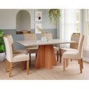 Ver imagem 1 de Sala de Jantar Maite 160cm com 6 Cadeiras Paola Marrom/Cinamomo/Off White/Madeira/Nude