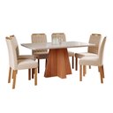 Ver imagem 2 de Sala de Jantar Maite 160cm com 6 Cadeiras Paola Marrom/Cinamomo/Off White/Madeira/Nude