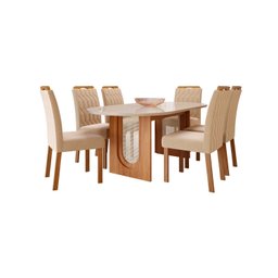 Conjunto Sala de Jantar Mesa Valentina Oval MDF 6 Cadeiras Madeira Maciça - 3