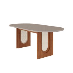 Conjunto Sala de Jantar Mesa Valentina Oval MDF 6 Cadeiras Madeira Maciça - 4